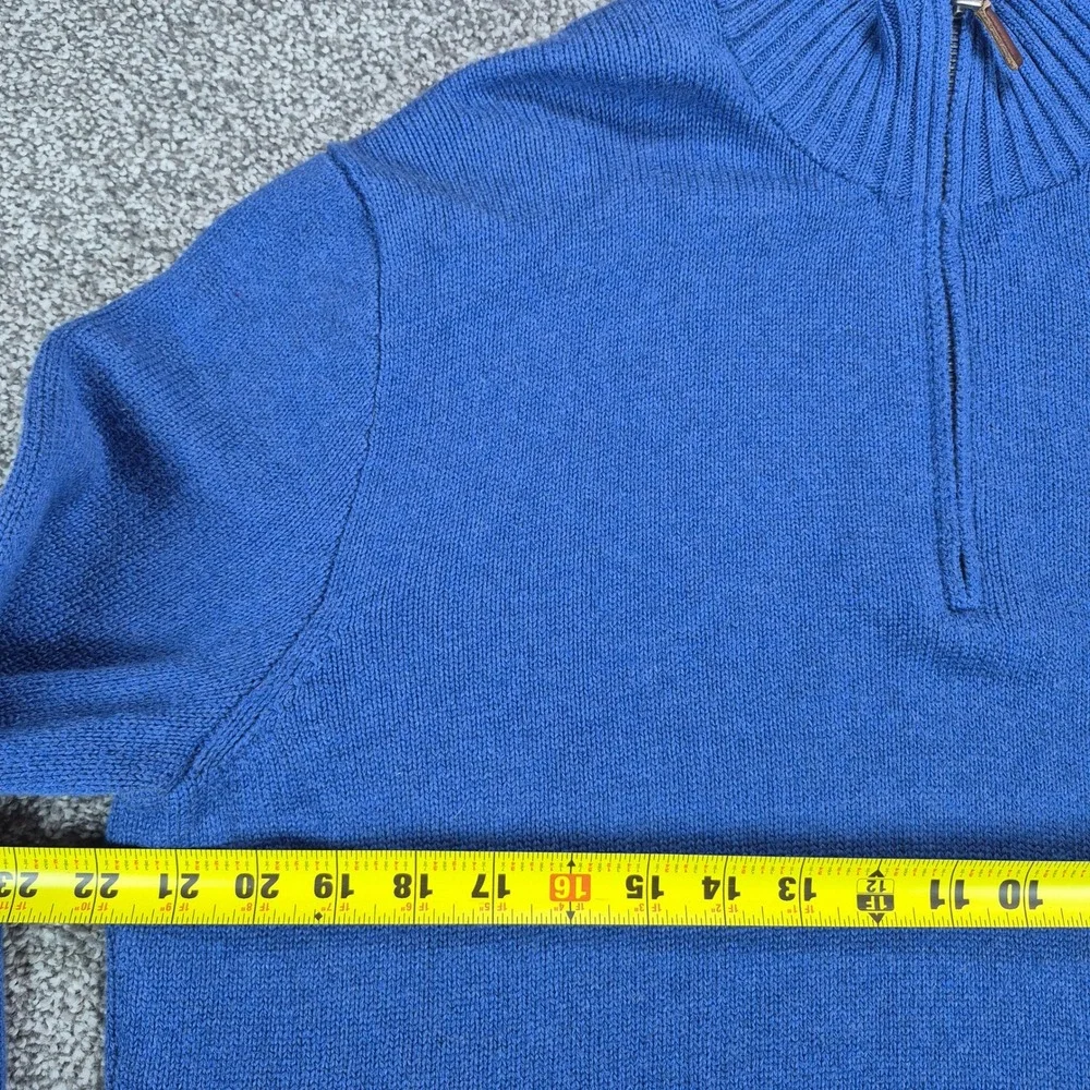 Polo Ralph Lauren 1/4 Zip Sweater Mens Large Blue Cotton Pullover